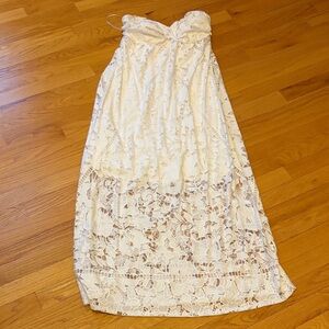 Soma White Strapless Dress with Lace